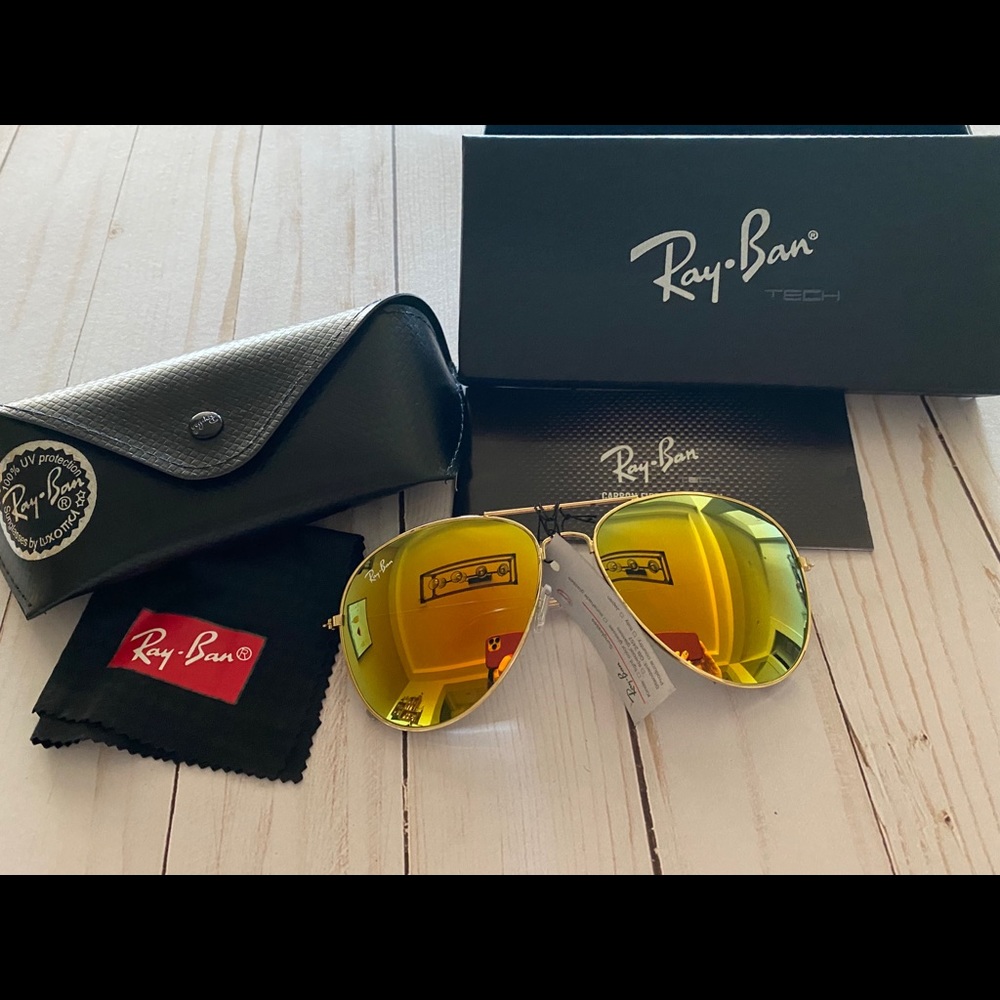 Sunglasses- Gold Frame with Yellow Mirror Lenses